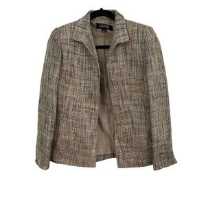 Kasper tweed open blazer tan sz-4P